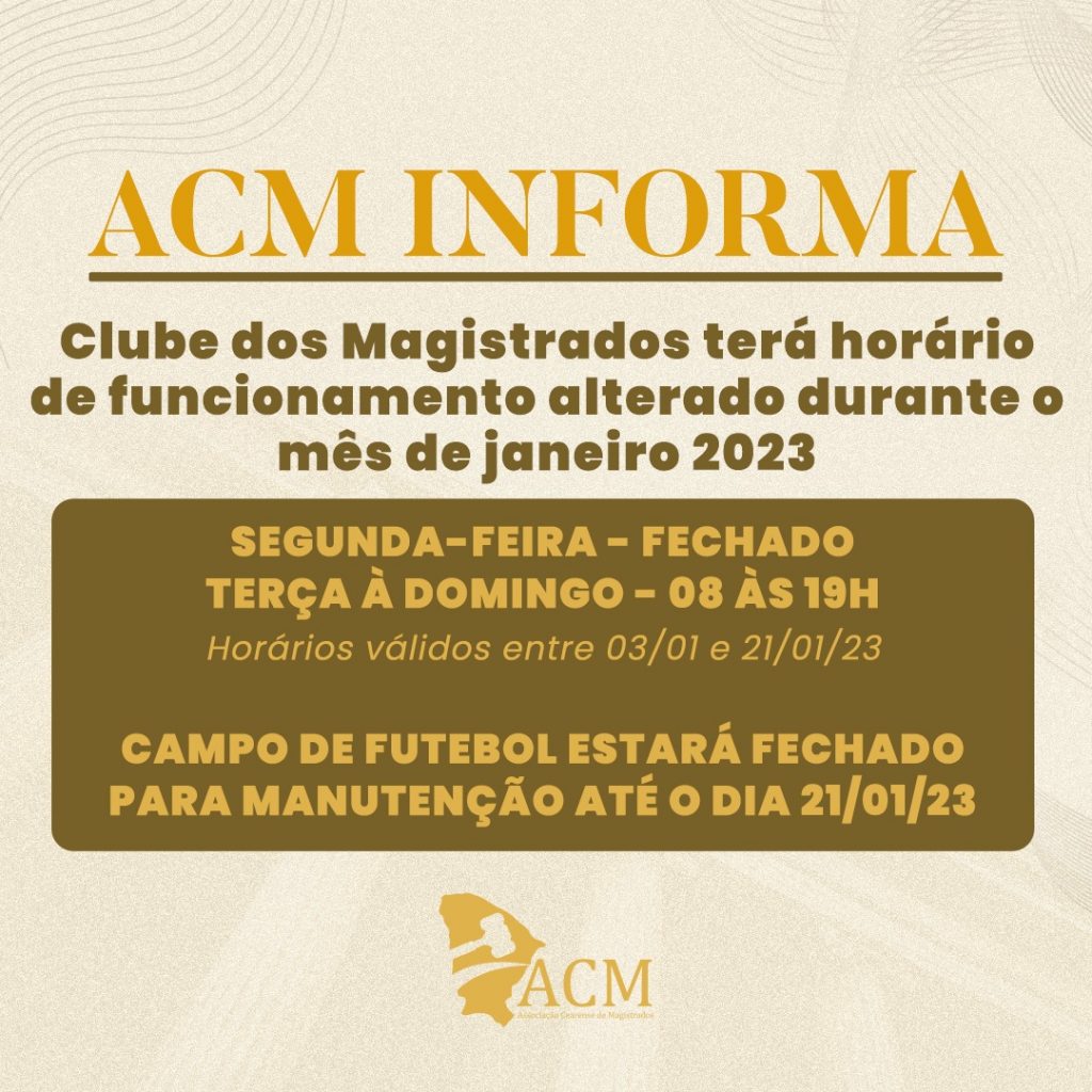 Clube dos Magistrados terá horário de funcionamento alterado durante o